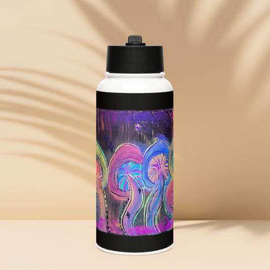 Dancing Fungi - Stainless steel water bottle with a straw lid - Glow N Flow Studio 777
