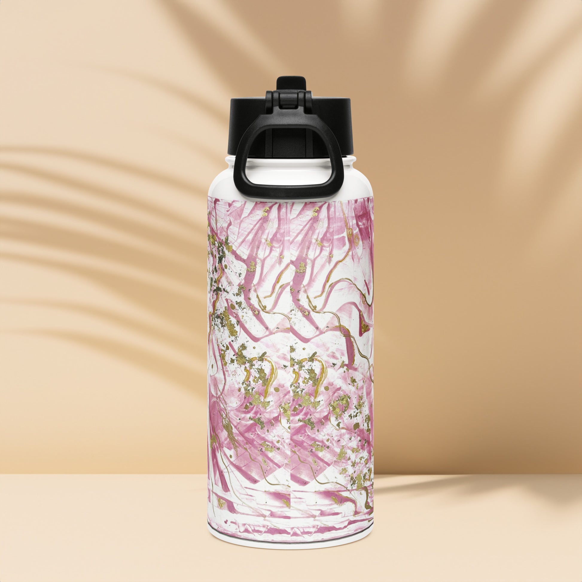 Golden unraveling - Stainless steel water bottle with a straw lid - Glow N Flow Studio 777