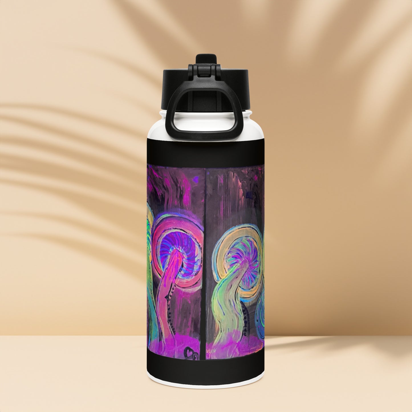 Dancing Fungi - Stainless steel water bottle with a straw lid - Glow N Flow Studio 777