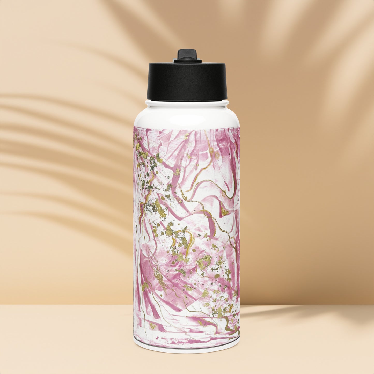 Golden unraveling - Stainless steel water bottle with a straw lid - Glow N Flow Studio 777