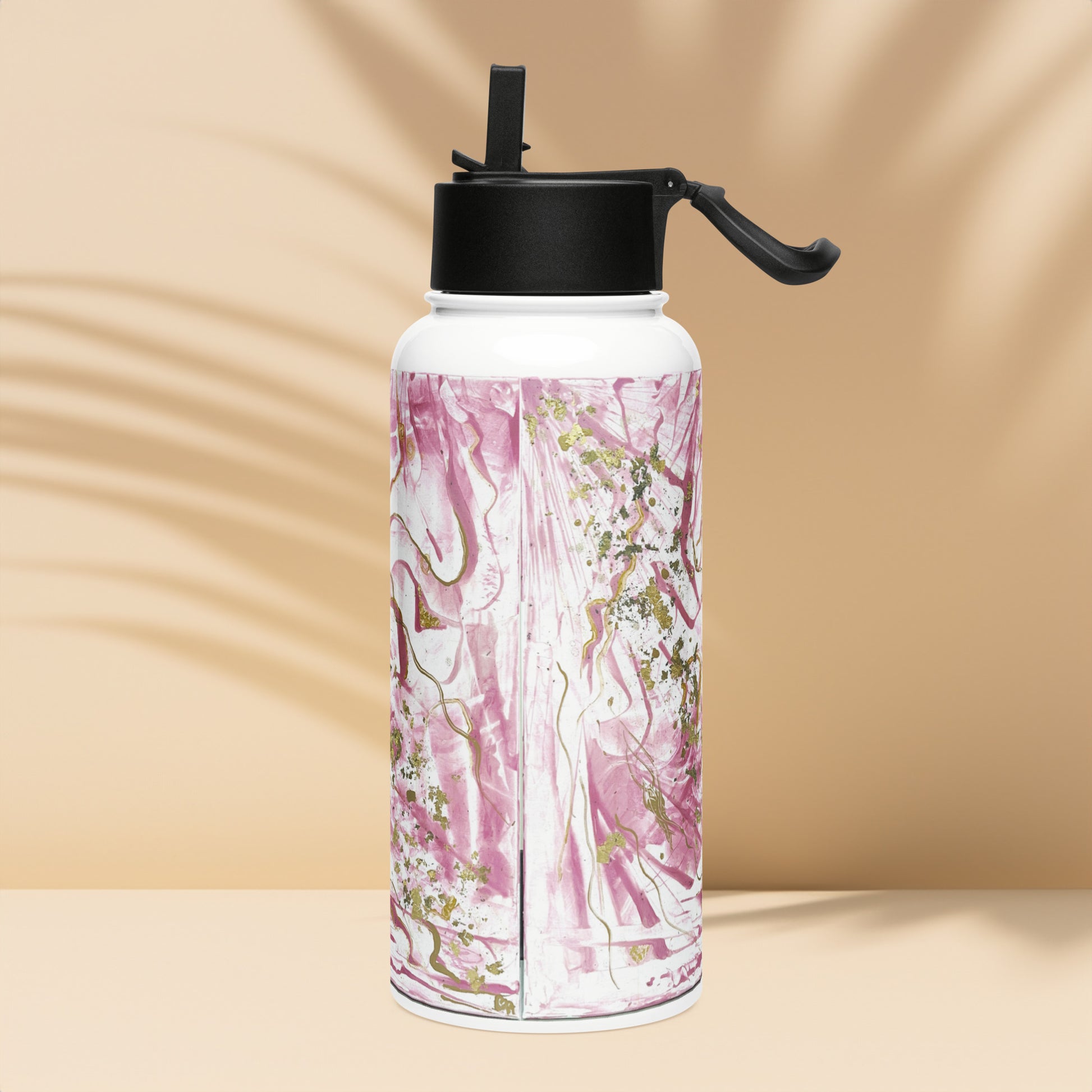 Golden unraveling - Stainless steel water bottle with a straw lid - Glow N Flow Studio 777