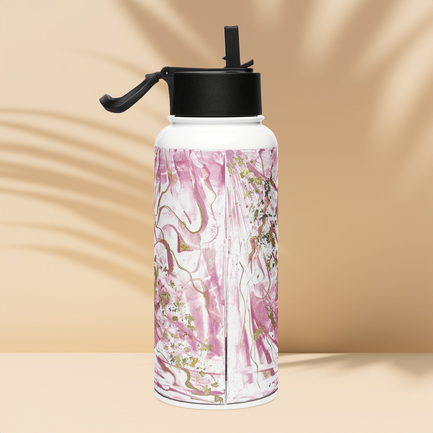 Golden unraveling - Stainless steel water bottle with a straw lid - Glow N Flow Studio 777